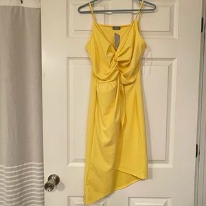 NWT- Ivy & Leo yellow asymmetrical dress size L